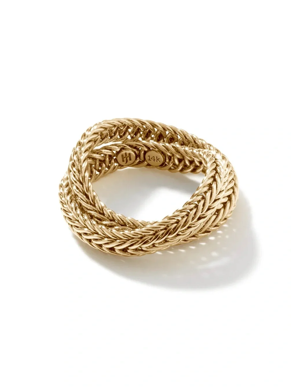 John Hardy Icon Chevron Crossover Ring, Gold, 4.5MM SZ.10